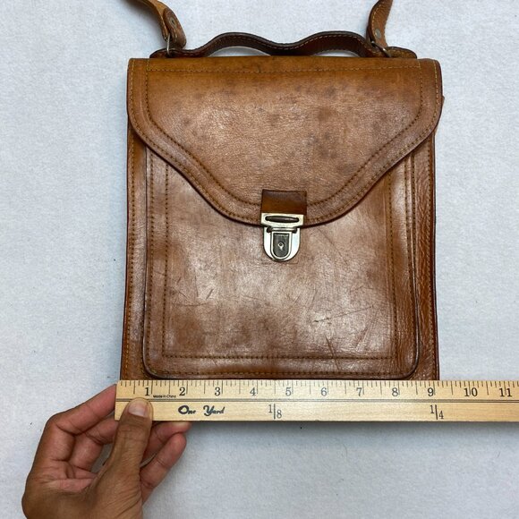 VINTAGE CANOA Crossbody Shoulder Bag Tan Pouch Phone Wallet 80s - Picture 3 of 16